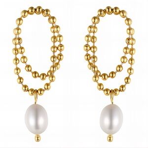 Earrings, 18K gold plated steel